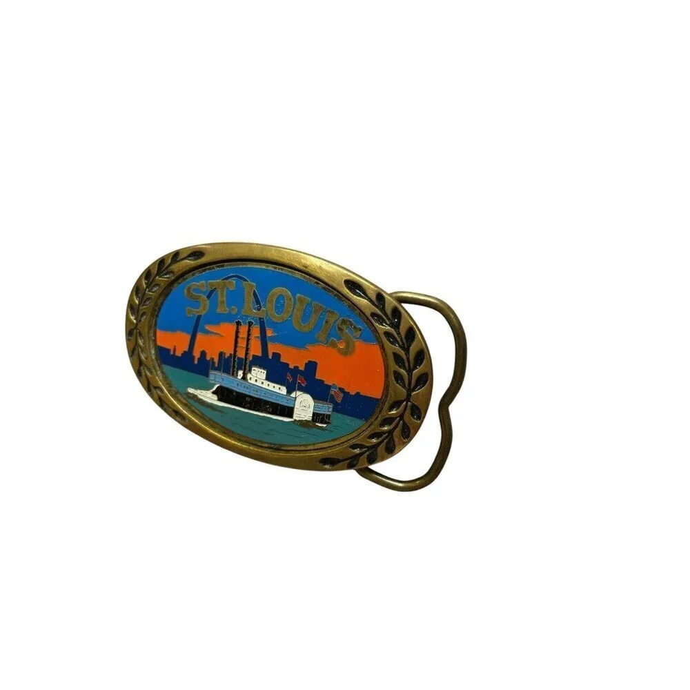 Vintage St. Louis Missouri Belt Buckle Solid Brass Belt Buckle Collectible